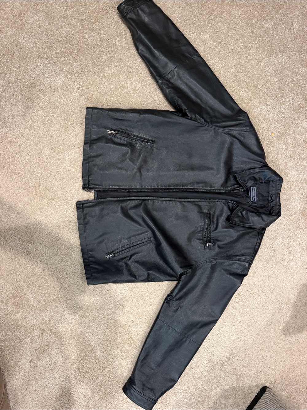 Men's Black Bomber Jacket with Zip Pockets